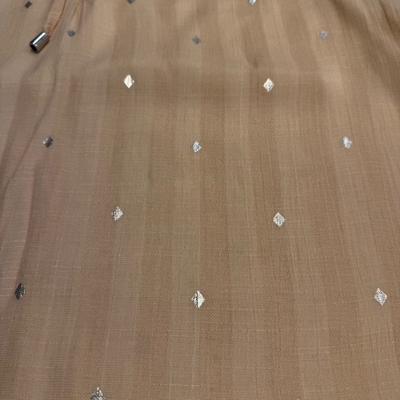 Harvé Benard Sleeveless Peach Sheer Peasant Blouse Silver Dot Women’s M - Picture 4 of 5